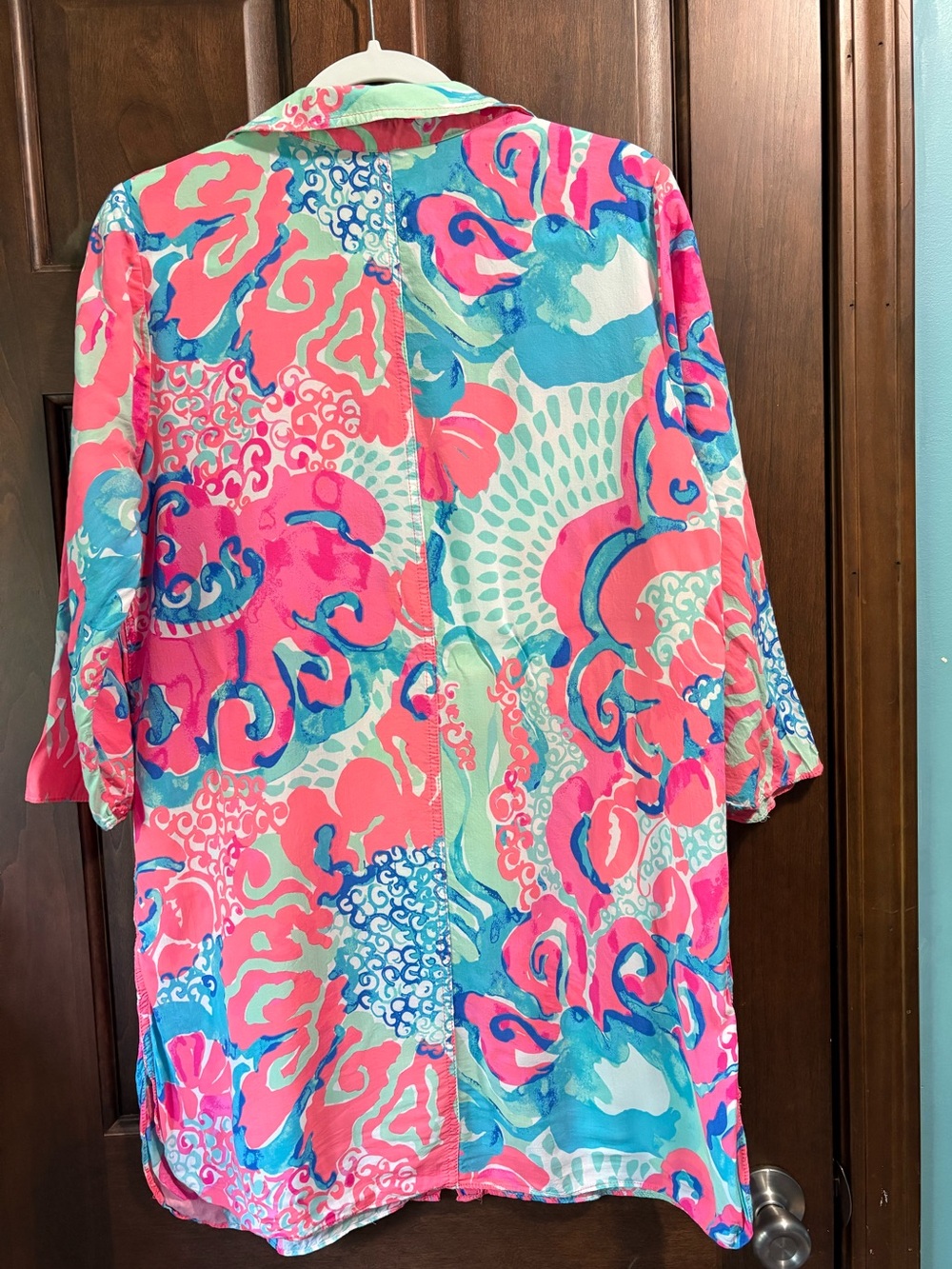 Lilly Pulitzer Pink Blue Green Coastal Print Swim Coverup - Picture 3 of 3